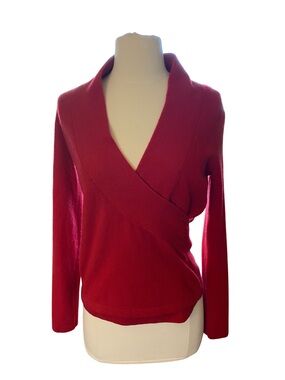 Saks Fifth Avenue Red Cashmere wrap sweater
